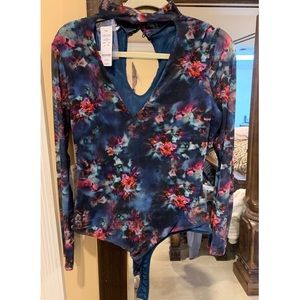 BEBE Floral Mesh Bodysuit